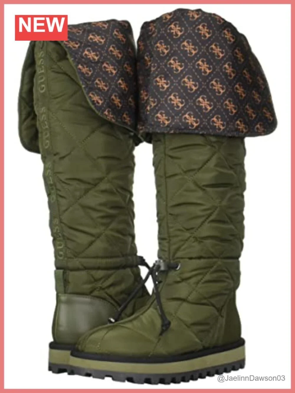 Quilted Nylon Over-the-Knee Boots Lug Sole Pull-On